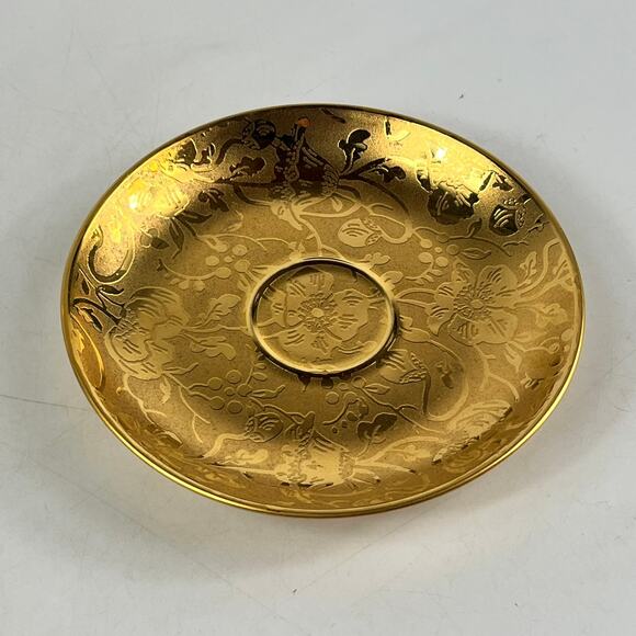Stouffer Fine China 24K Gold Floral Embossed Saucer Plate 4.5" Vintage Ornate - Picture 2 of 6